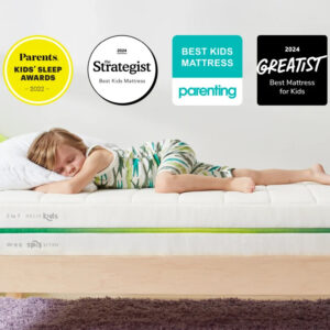 Child sleeping on award-winning kids mattress