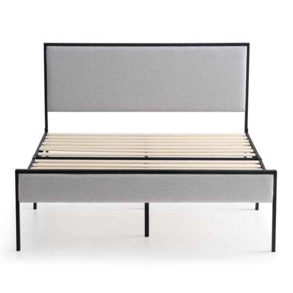 Metal Platform Bed with Upholstered Headboard by Weekender - Image 2