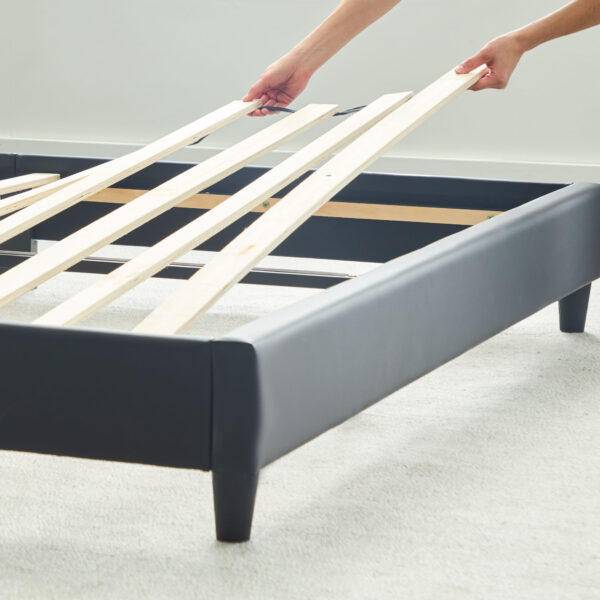 Upholstered Faux Leather Platform Bed by Weekender - Image 2