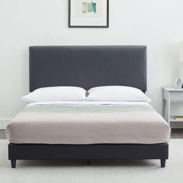 Upholstered Faux Leather Platform Bed by Weekender - Image 3