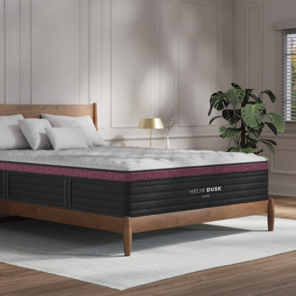 Modern bedroom with Helix Dusk Luxe mattress