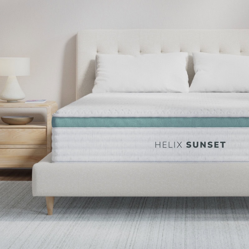 Helix Sunset mattress on modern bed frame