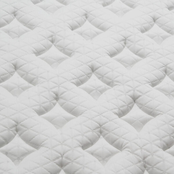 Close-up of quilted white mattress texture.