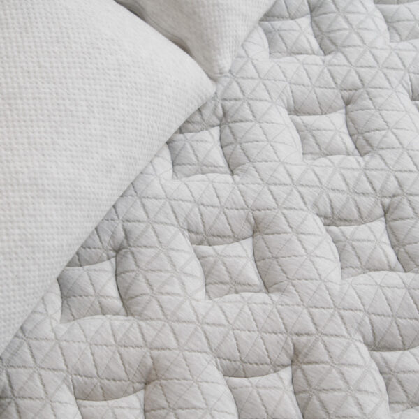 Close-up of quilted mattress fabric texture