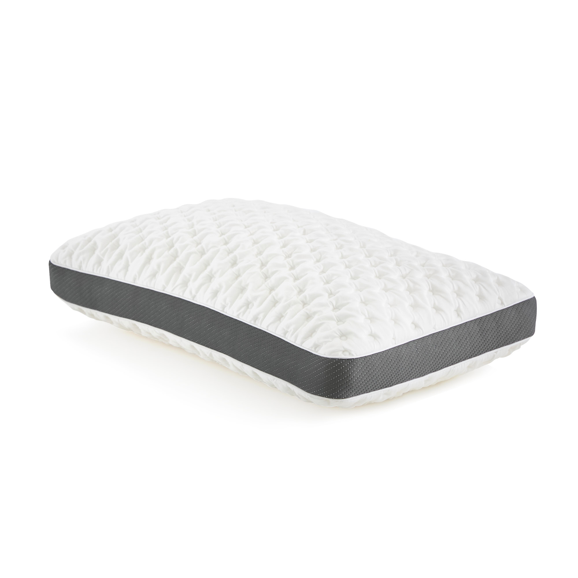 White memory foam pillow with quilted cover.