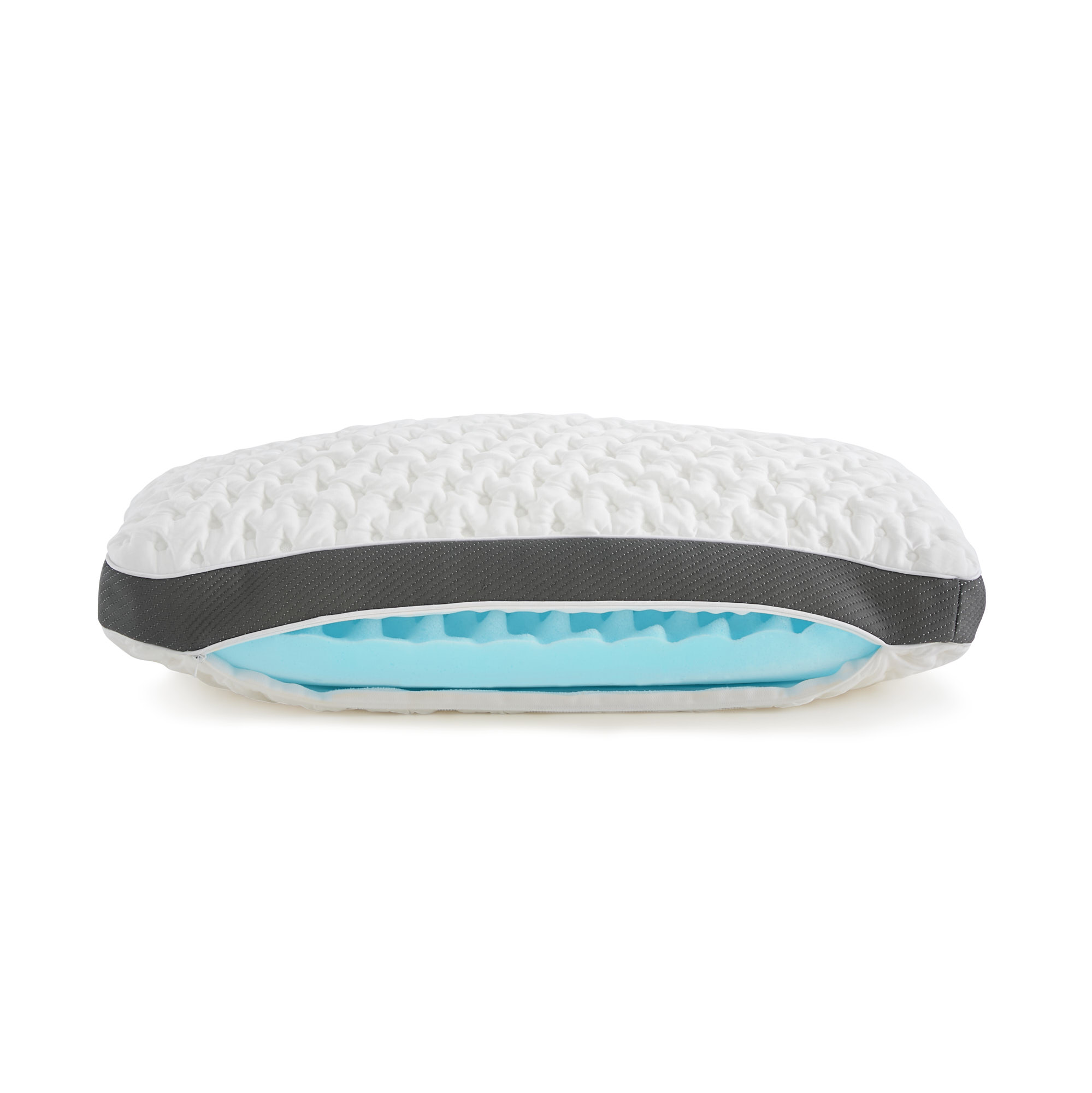 Memory foam pillow with textured surface.