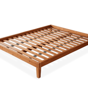 Wooden bed frame with slatted base